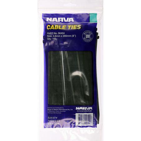 Narva Nylon Cable Ties 4.8mm x 200mm 100 Pc